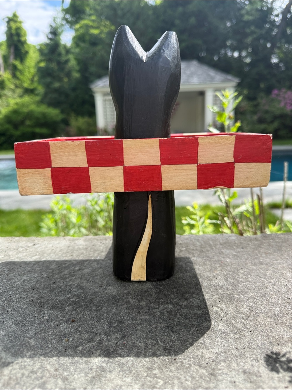 Handpainted Wooden Cat 'Free Birdseed' Shelf Sitter or Feeder - Picture 5 of 5